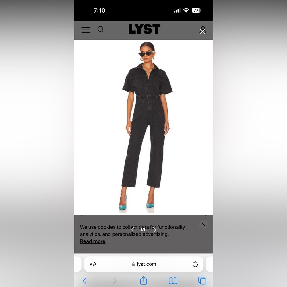 Free People black denim jumpsuit